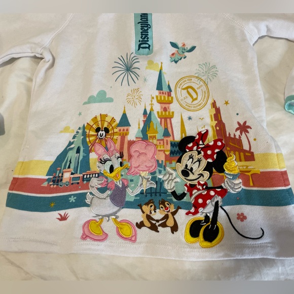 Disneyland Disney Parks Minnie Mouse Castle White Hooie Sweatshirt Sweater XS - Picture 2 of 8